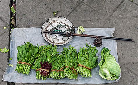 一个菜农在菜市场里卖菜高清摄影大图-千库网