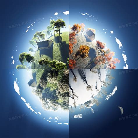 创意地球四季变换背景背景图片素材免费下载_熊猫办公