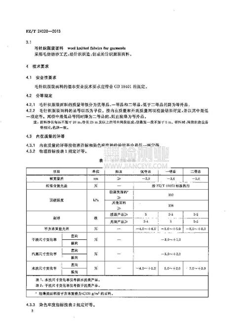 FZ/T 24020-2013《毛针织服装面料》标准在线浏览、下载-检测心得经验分享