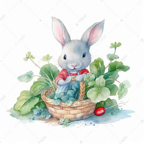 正在拔萝卜的小兔子素材图片免费下载-千库网