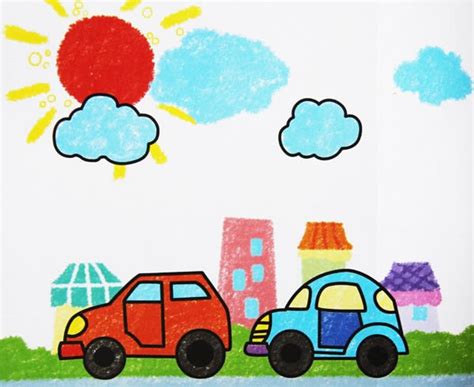 卡通汽车简笔画-红色的小汽车 - 5068儿童网