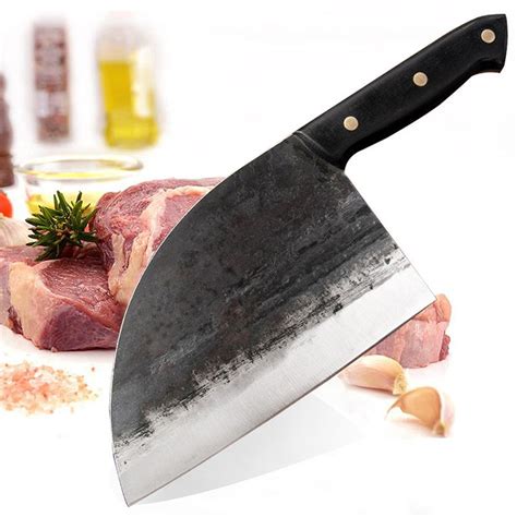 手工锻打菜刀 不锈钢厨房刀具锋利屠夫屠宰刀 厨师砍骨切肉刀-阿里巴巴