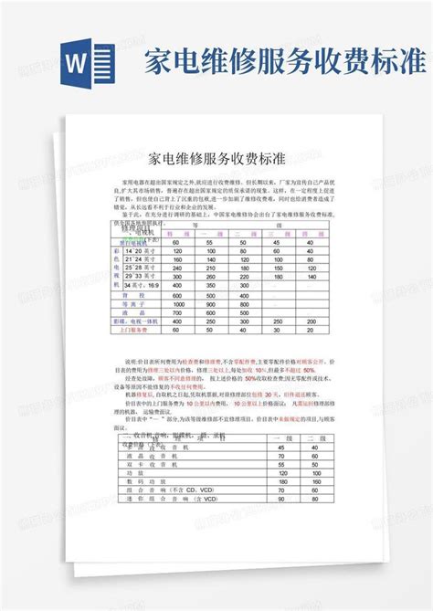 收费标准_全国维修服务网点电话-您身边的家电维修专家