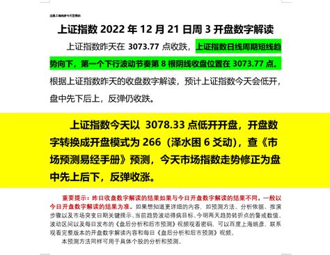 上证指数2022年12月21日周3开盘数字解读_上海姚彦_新浪博客