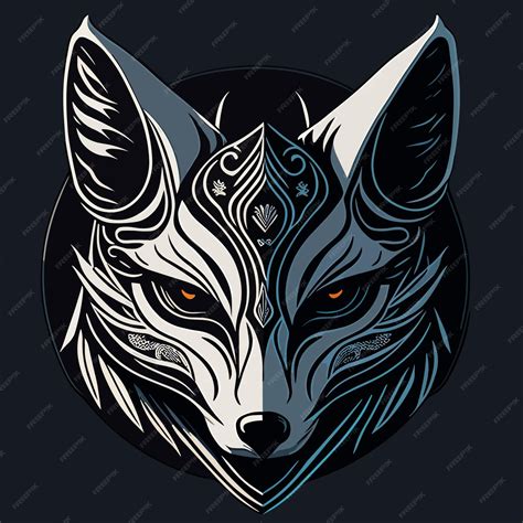 Premium Vector | A fox with a black background and a diamond on the face.