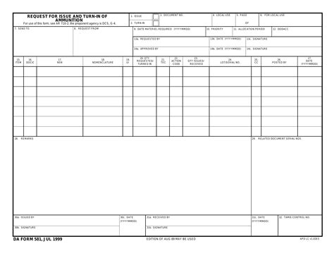 Da Form 581 ≡ Fill Out Printable PDF Forms Online