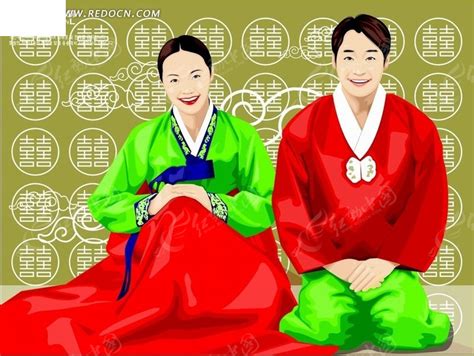 穿着传统朝鲜族服饰的夫妻AI素材免费下载_红动网