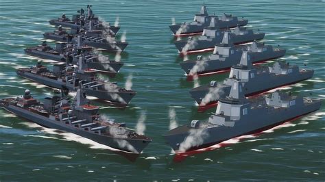 5艘055驱逐舰，对战5艘光荣级导弹巡洋舰！谁的战斗力更强？战争模拟