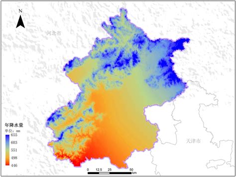 北京市年降雨量空间分布数据-气象气候类数据产品-地理国情监测云平台