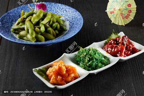 日式餐前小菜组合,中国菜系,食品餐饮,摄影素材,汇图网www.huitu.com