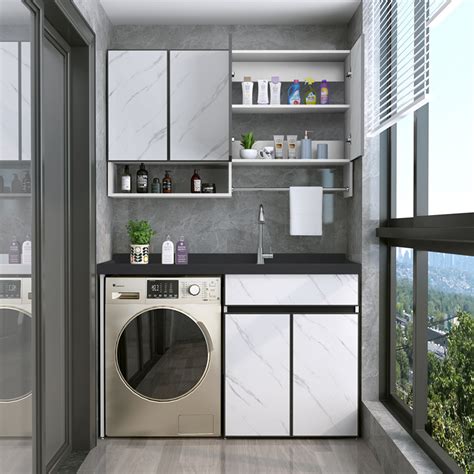 定做铝合金阳台落地式洗衣机柜置物柜洗衣机伴侣搓衣板组合柜厂家-阿里巴巴