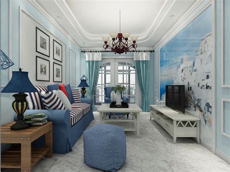 整个房间整体采用地中海的蓝与白，可以让居住者感受到心旷神怡，舒适放松。-家居美图_装一网装修效果图