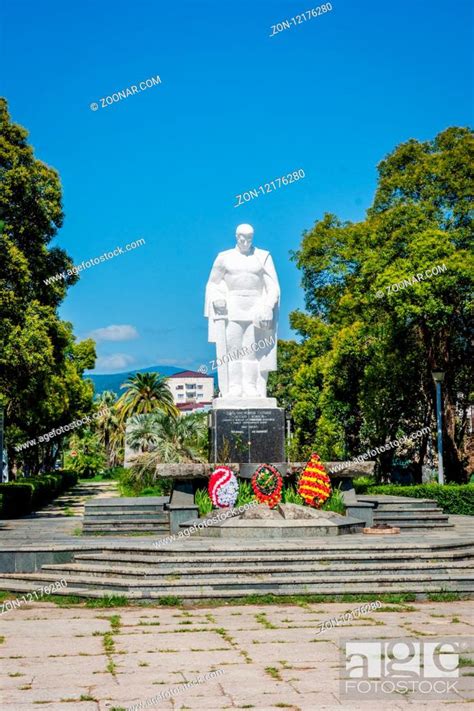 Sokhumi, Abkhazia/Georgia - Sep 3, 2017: White statue, II WW monument ...