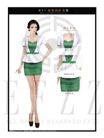 KTV绿色短裙款夜场DJ公主服装设计图801_原创制服设计，职业装设计