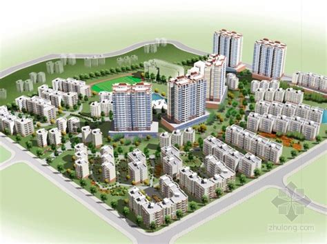 新中式住宅小区鸟瞰3d模型下载_ID：10246256_3dmax免费模型-欧模网
