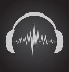 Headphones icon with sound wave beats Royalty Free Vector