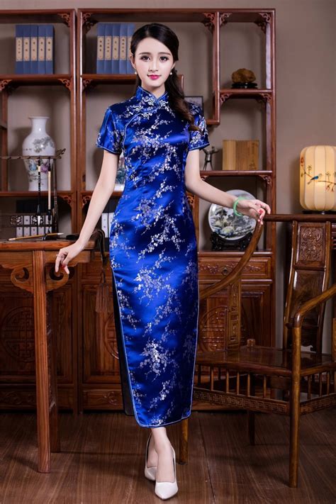 Shanghai Story Chinese Cheongsam Dress Long Floral Qipao Dress Vintage ...