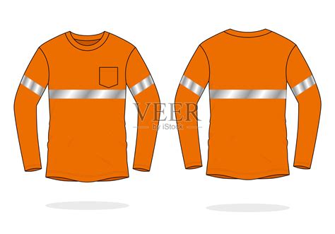安全橙色长袖t恤设计与单一反射带向量插画图片素材_ID:392341263-Veer图库