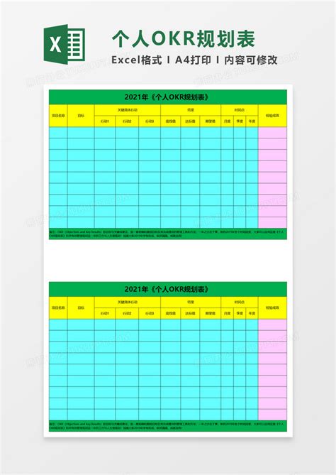 个人okr规划表Excel模板下载_熊猫办公