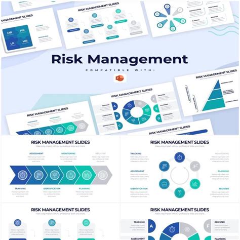 蓝绿色项目风险管理PPT信息图表素材Risk Management Powerpoint Infographics_PPT元素 【OVO图库】