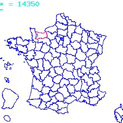 localisation du code postal 14350 Montchamp sur la carte de France