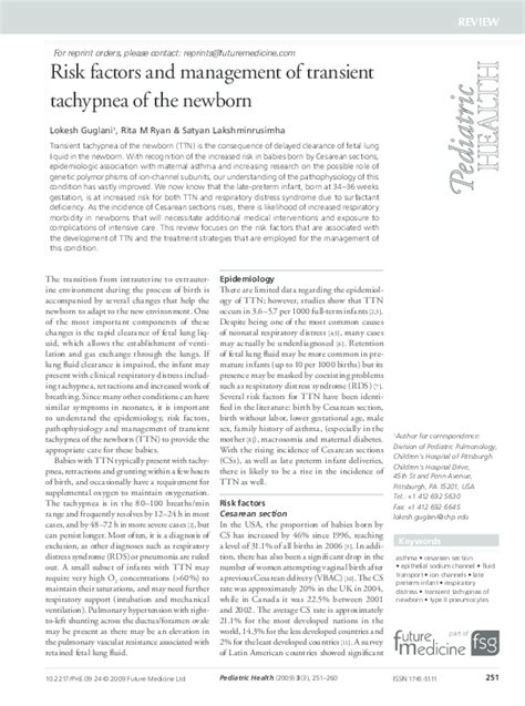 (PDF) Risk factors and management of transient tachypnea of the newborn ...
