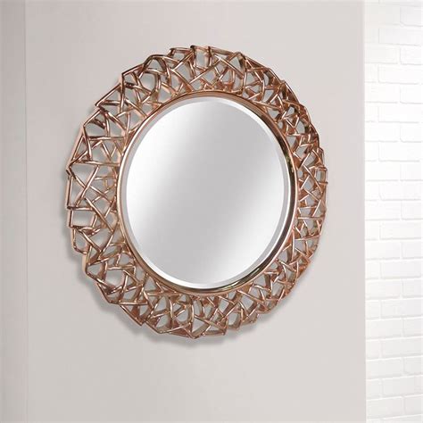 Intricate Rose Gold Round Modern Wall Mirror | Mirrors | HD365