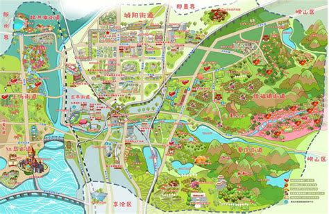 青岛景点分布地图图片