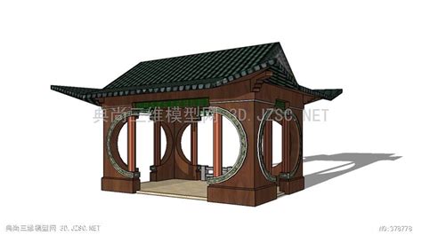古典中式风格详细的亭廊素材设计su模型
