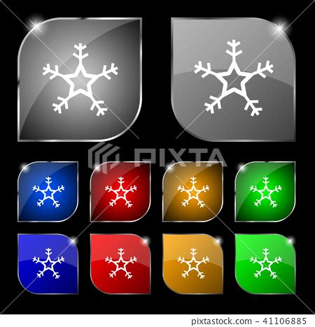 snow icon sign. Set of ten colorful buttons with g - Stock Illustration ...