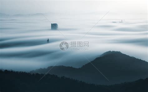 大连海市蜃楼城市风格的平流雾高清图片下载-正版图片501177953-摄图网