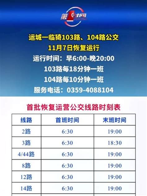 11月7日起，运城至临猗城际公交103路、104路恢复运行……|运城市|公交_新浪新闻