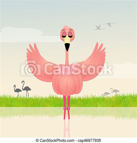 Illustration of pink flamingo. | CanStock