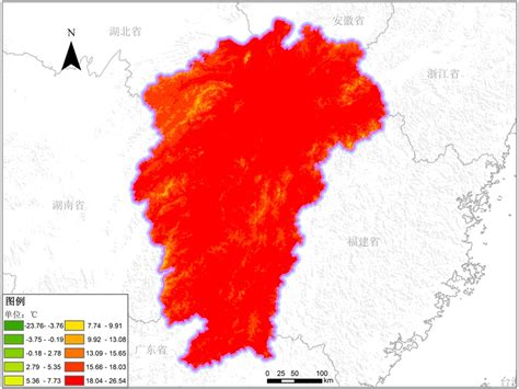 江西省多年平均气温空间分布数据-气象气候数据-地理国情监测云平台