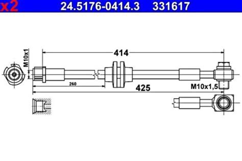 ATE 2x Brake Hose For OPEL Zafira Tourer C VAUXHALL Mk III 11-18 562409 ...