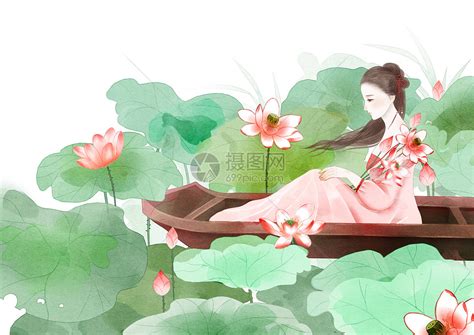 采莲图简笔画图片
