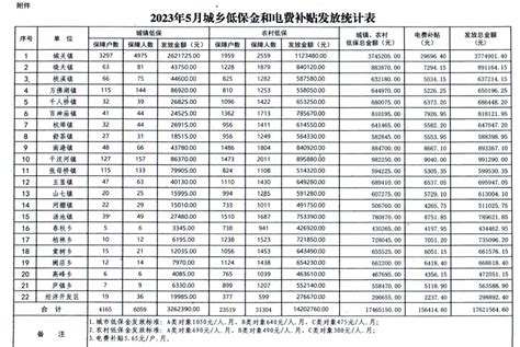 2023年5月份城乡低保资金和电费补贴发放统计表_舒城县人民政府
