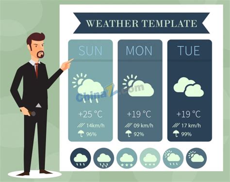 创意天气预报模板矢量_站长素材