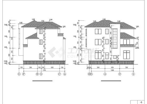 宁波市华元家园小区3层砖混结构独栋别墅平立面设计CAD图纸_独栋别墅_土木在线