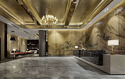 南京酒店轻奢风格3000平米设计方案 酒店大堂吧台图片_装信通网