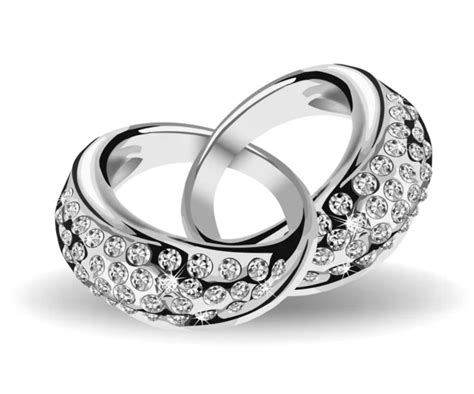 Silver vector wedding rings and diamonds — Stock Vector © emaria #3569205