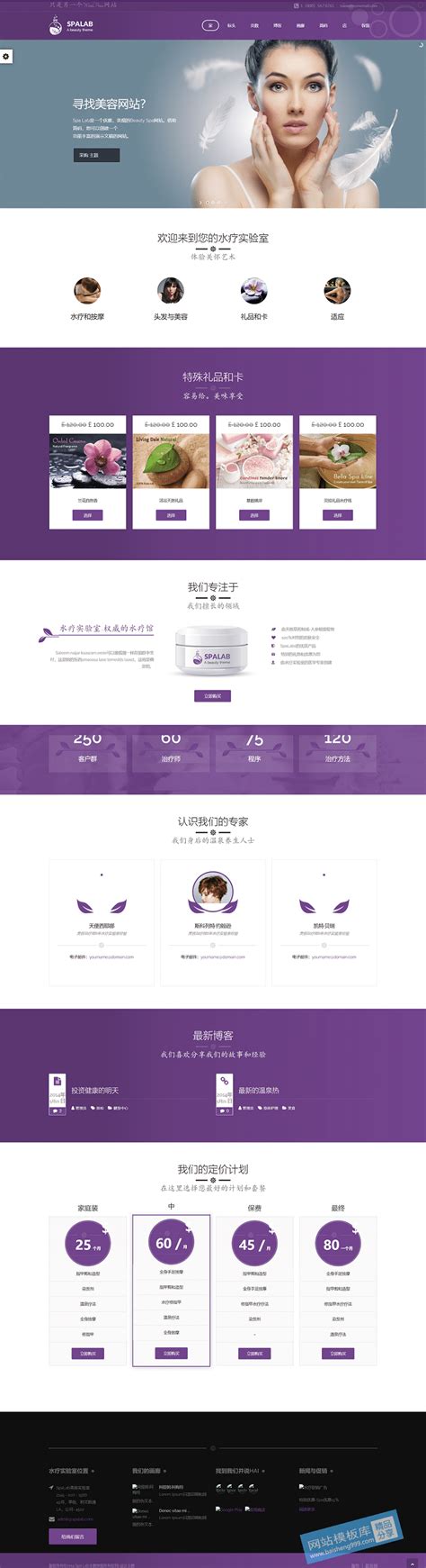 免费WordPress 紫色美容SPA主题模板分享_网站模板库【高质量免费 ...