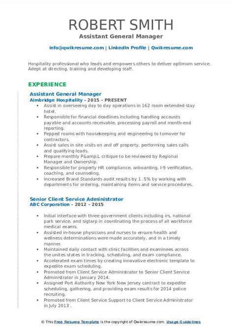 Assistant General Manager Cover Letter Examples - QwikResume