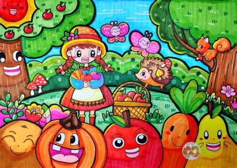卡通画教程《秋天的果实》 - 堆糖，美图壁纸兴趣社区