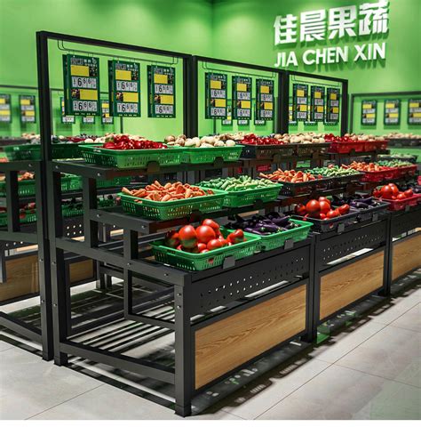 超市三层蔬菜水果货架便利店蔬果架生鲜货架超市菜架水果店货架-阿里巴巴