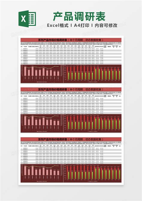 红色简约系列产品市场价格调研表（半个月周期，动态数据收集）EXCEL模版模板下载_数据_图客巴巴