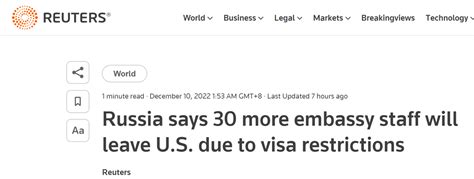 俄大使：30多名俄外交官因美签证限制不得不于明年1月1日离境_凤凰网资讯_凤凰网