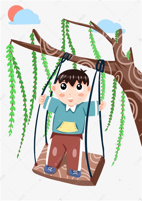 男孩和柳树 素材图片免费下载-千库网