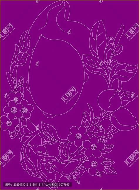 中式仙桃图,花纹线条边框,设计素材,设计模板,汇图网www.huitu.com