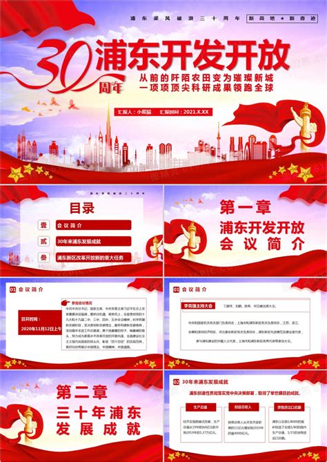 上海浦东新区开发开放30周年PPT模板免费下载_编号18lcpllpz_图精灵